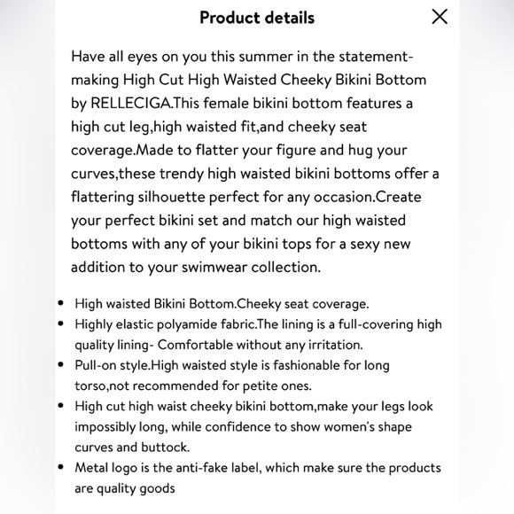 🏖️RELLECIGA High Cut High Waisted Bikini Bottom🏖️ NWT - Picture 13 of 13